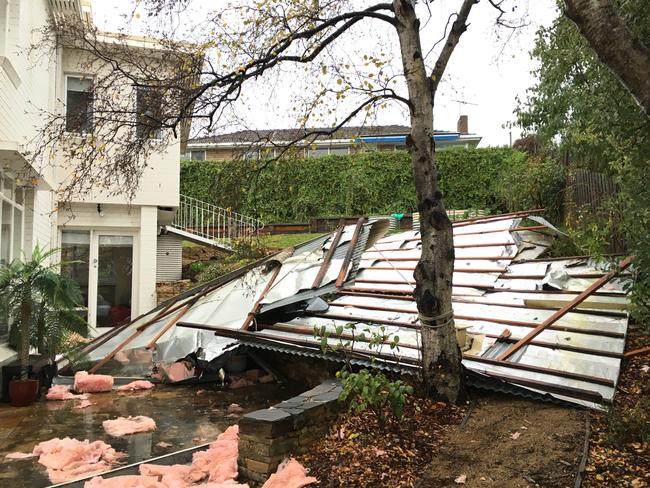 The roof lifted right off this share house in 2 Manresa Court in Sandy Bay overnight. Picture: SAM ROSEWARNE