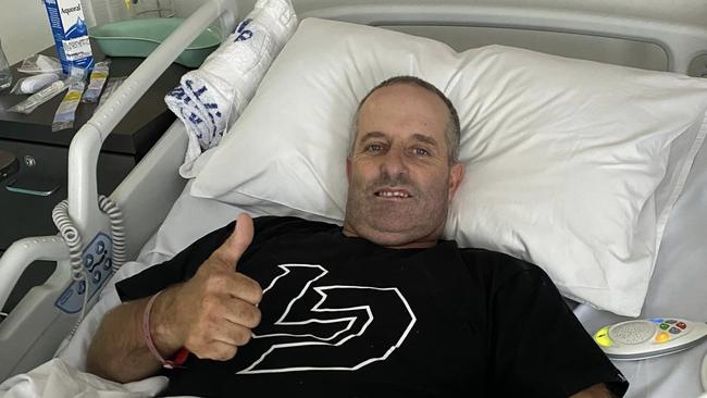 Moriarty sprintcar racer Adrian Redpath in hospital recovering from his February 25 crash at Carrick Speedway. Picture: Facebook