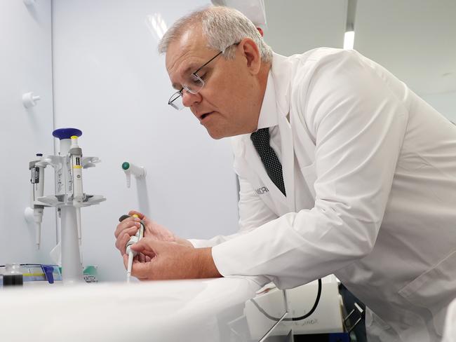 Prime Minister Scott Morrison during a tour Micro X at the Tonsley Innovation District in Adelaide. Picture: NCA NewsWire / David Mariuz