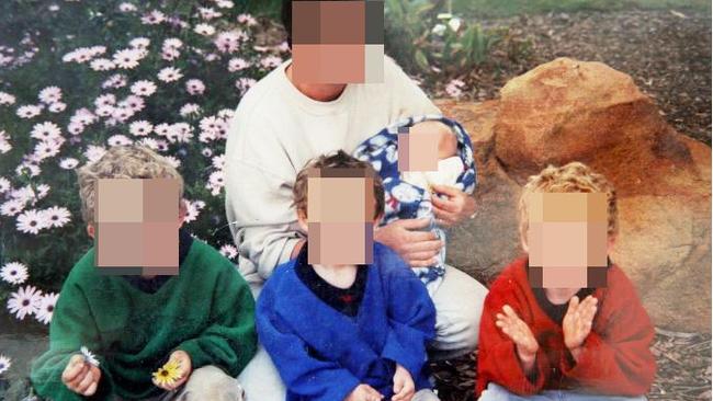 Martha Colt with sons Albert, Karl and Jed, and holding baby Nadia in about 2006.