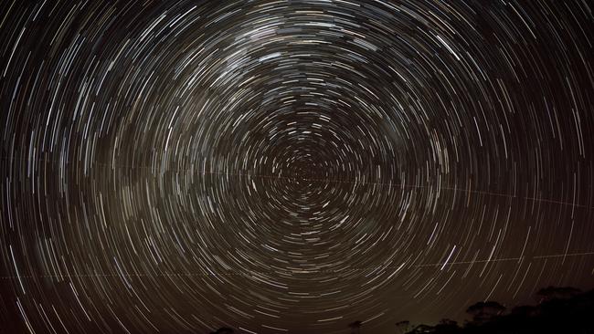 SA Heart of Darkness: A star trail captured at Swan Reach Conservation Park by River Murray Dark Sky Reserve committee member Andrew Cool