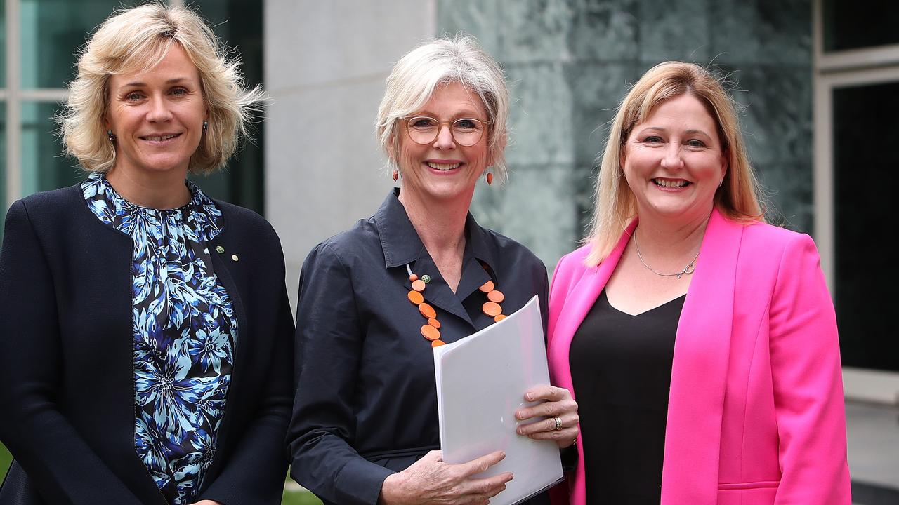 Dr Helen Haines (centre) with fellow independents Zali Steggall (left) and Rebekha Sharkie, Centre Alliance Member for Mayo. Picture Kym Smith