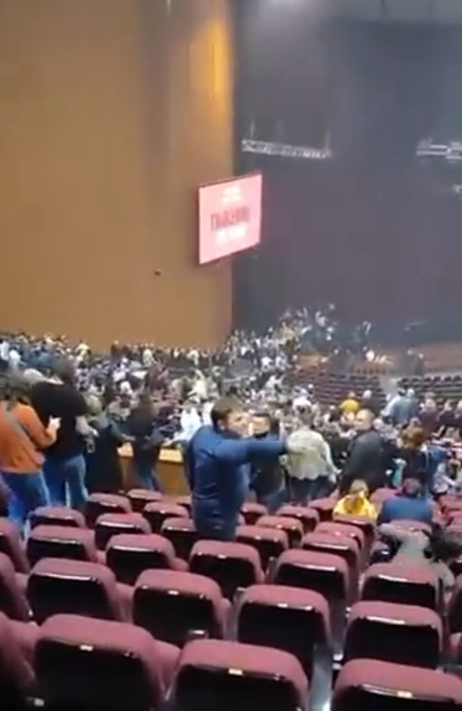 People evacuating the Crocus City Hall. Picture: Twitter