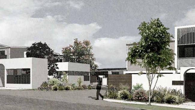 Early designs show what new townhouses might look like once they are built on the soon-to-be-demolished Buderim motor Inn site. Picture: Contributed