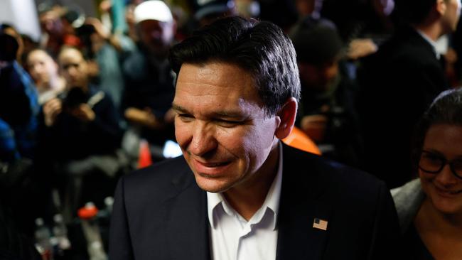 Republican presidential candidate Florida Governor Ron DeSantis greets guests after speaking at a "Countdown to Caucus" event at the Never Back Down Headquarters on January 13, 2024 in West Des Moines, Iowa. Picture: Anna Moneymaker/Getty Images/AFP