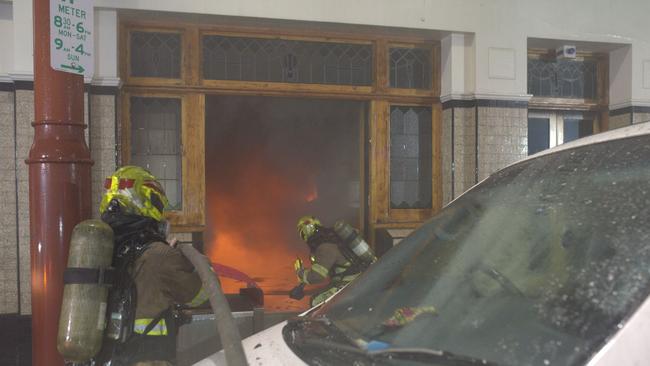 Overnight fire at the Brunswick Hotel in Liverpool Street Hobart. Picture: Tasmania Fire Service