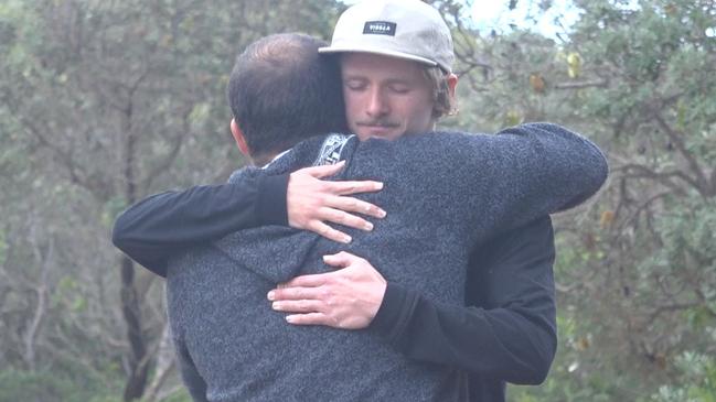 People at the scene hug after the teen’s tragic death. Picture: TNV