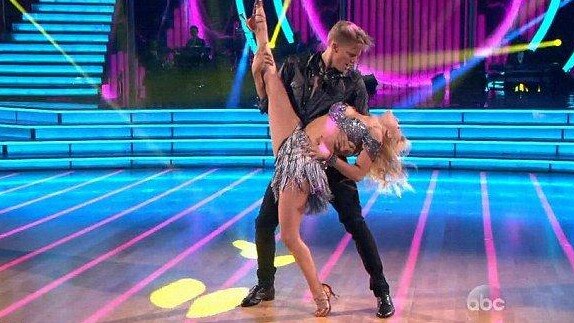 Coy with dance partner Whitney Carson on Dancing With The Stars in the US.