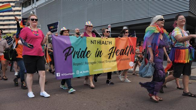 NT Health staff members representing the Department at the Top End Pride parade in 2022.