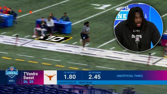 Big man T’Vondre Sweat breaks sound barrier at NFL Combine