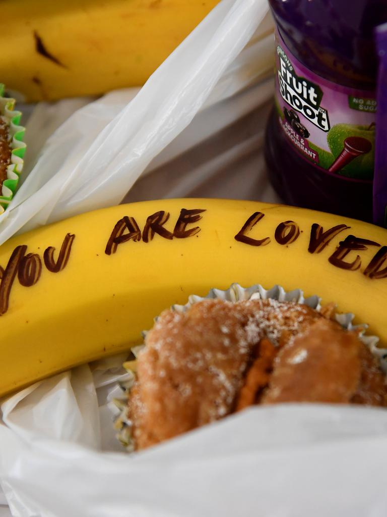 A handwritten message written on fruit by Meghan, Duchess of Sussex.  Picture:  Getty