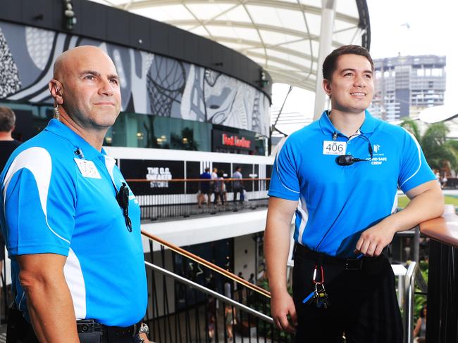 16th December 2020 - Covid Security Officers Ã Julian and Sheaziah Ã from Pacific Fair, which now have COVID safe police on site during the silly season. Photo: Scott Powick Newscorp