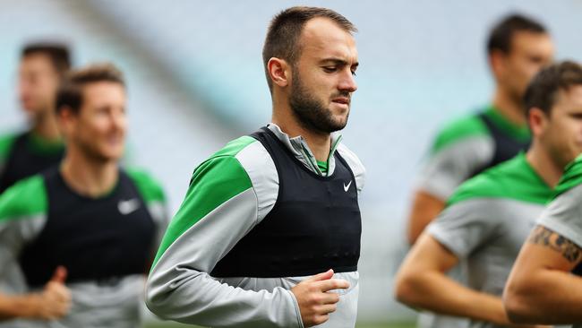 Australia's Ivan Franjic during Socceroos training ahead of the 2015 Asian Cup Final at Stadium Australia, Sydney. Pic Brett Costello