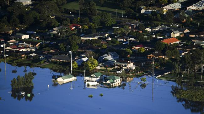 Flood affected areas are seen from a helicopter in the Windsor area in Sydney, Australia. Picture: Getty