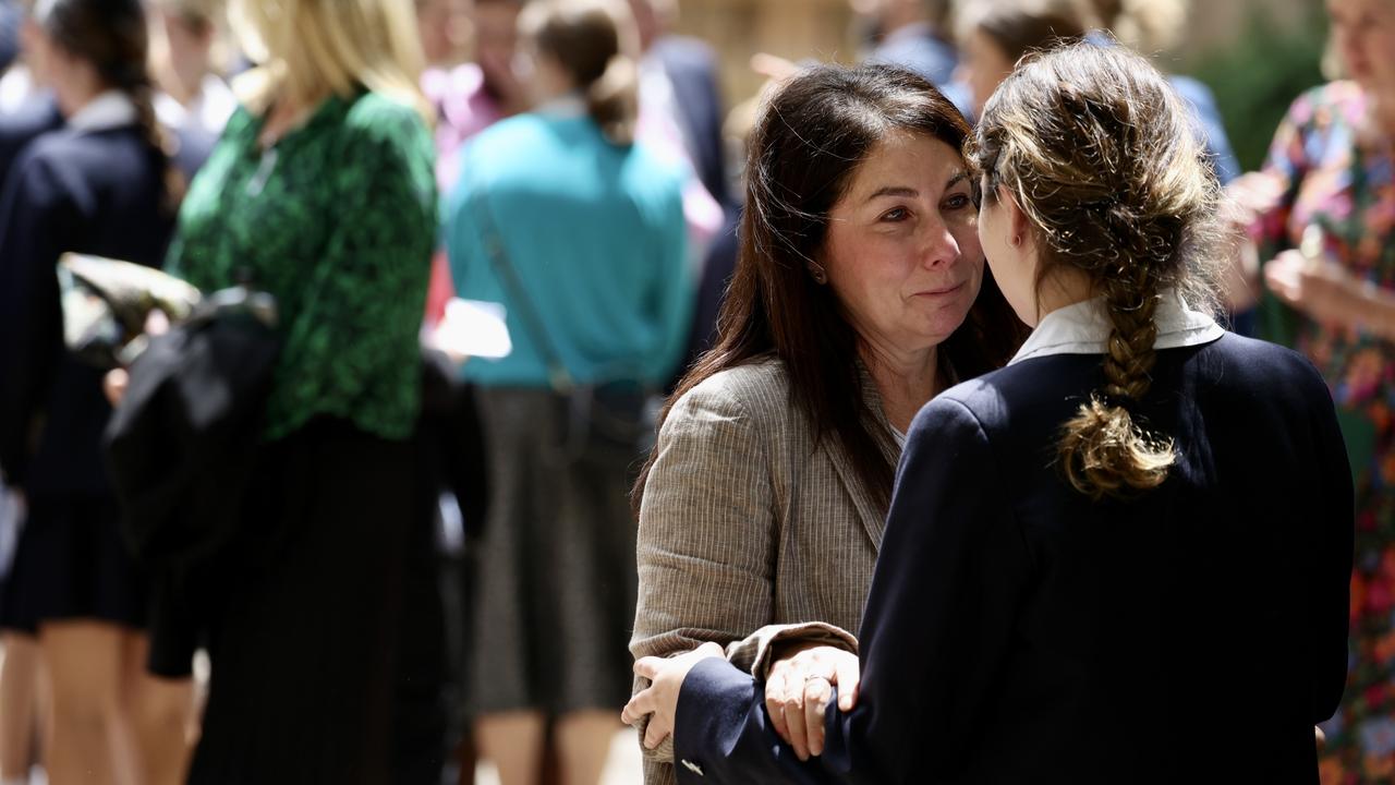 Mourners leave the celebration of life at St Andrews Cathedral. Picture: NCA NewsWire/ Dylan Robinson