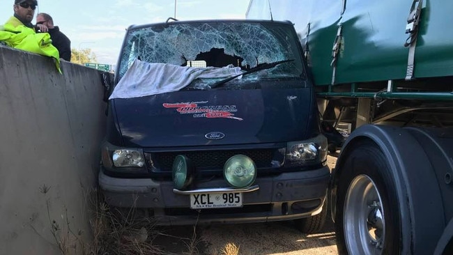 A van stopped by a truck on the Bruce Highway. Picture: Gary Jackson