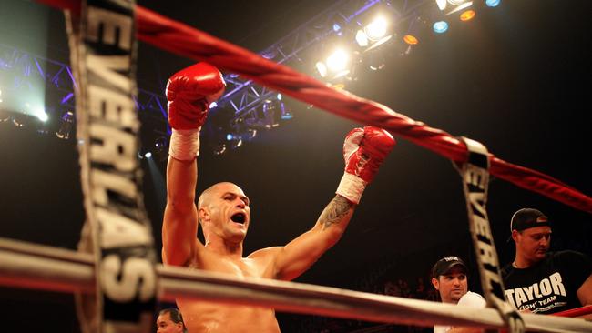 The New Breed Fight Night at WIN Entertainment Centre in Wollongong. Shannan Taylor celebrates his win against Ben Costello.