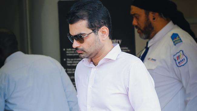 Fahad Khalid leaves Darwin Local Court after appearing over traffic offences allegedly committed in an Audi SUV. Picture: Glenn Campbell