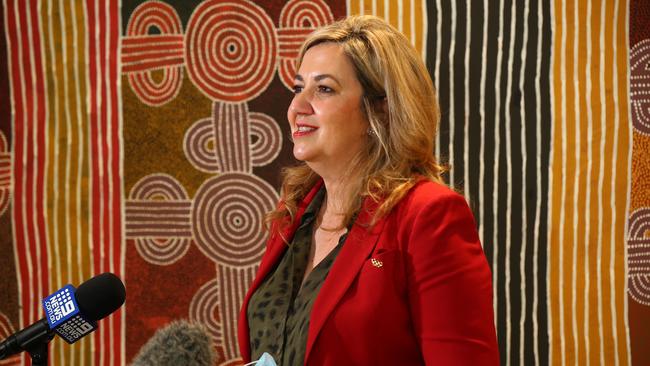 Queensland Premier Annastacia Palaszczuk holds a press conference following National Cabinet. Picture: David Clark