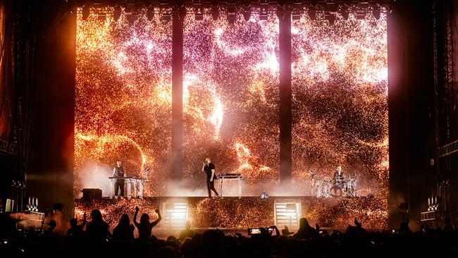 Rufus Du Sol performing at Ellis Park, Adelaide in December 2022. Picture: Mitch Lowe