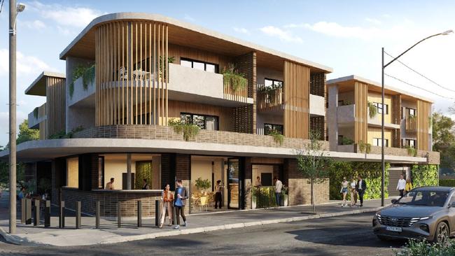 Artists impression of the new shop top housing project greenlit by Richmond Valley Council for the corner of McDonald Place and Elm Street Evans Head.