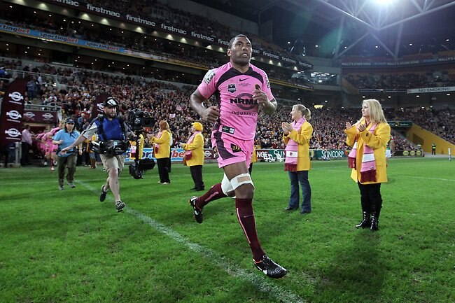 <p>NRL Rd 16 Brisbane Broncos v South Sydney Rabbitohs: Petero Civoniceva runs out to play his 300th NRL game. Picture: Adam Head</p>