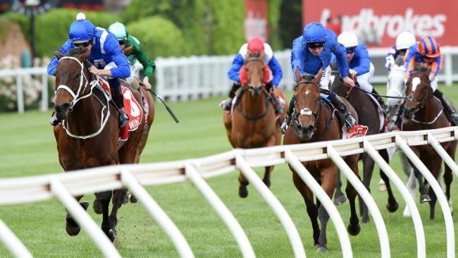 Winx's rivals chase in vain. Picture: Nicole Garmston