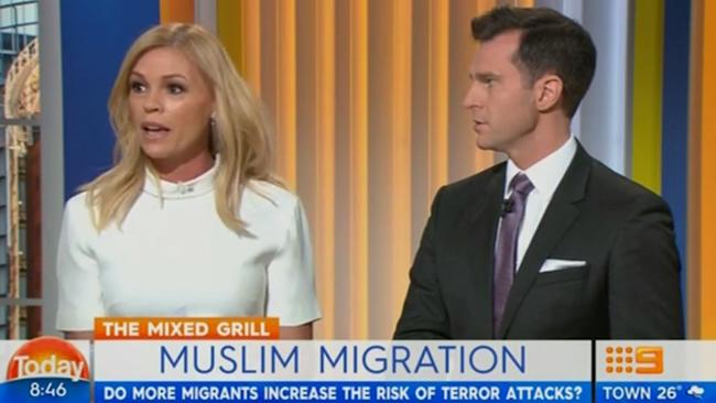 Screen grab of Sonia Kruger and David Campbell during the 2016 segment on Today. Picture: Supplied