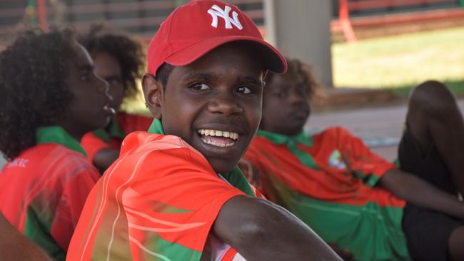 A Milingimbi Community Education Centre student celebrates the school's 50th anniversary of bilingual education. Picture: Sierra Haigh