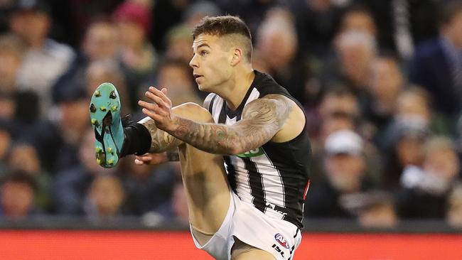 Collingwood's Jamie Elliott is set for a big meeting with the Pies. Picture: Michael Klein