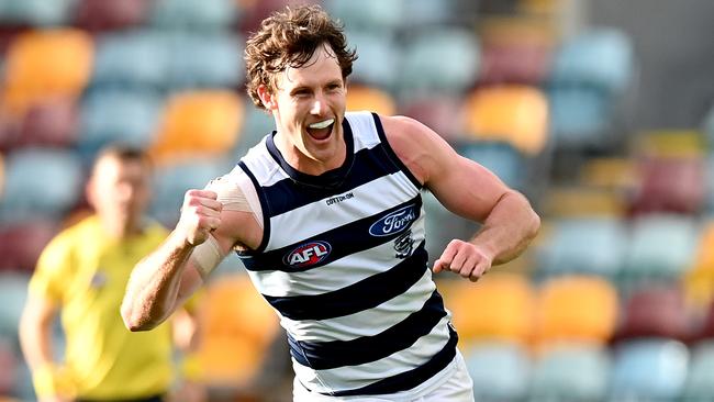 Even defender Jed Bews got on the end of a couple goals against the Bombers. Picture: Bradley Kanaris/Getty Images