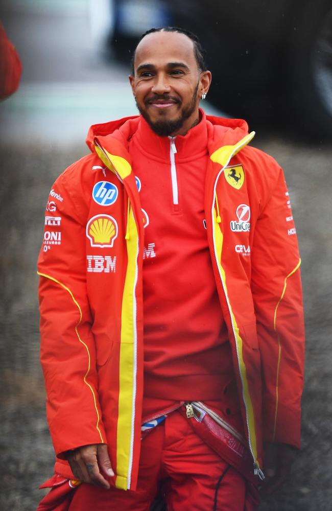 Lewis Hamilton in his Ferrari kit. Picture: Getty