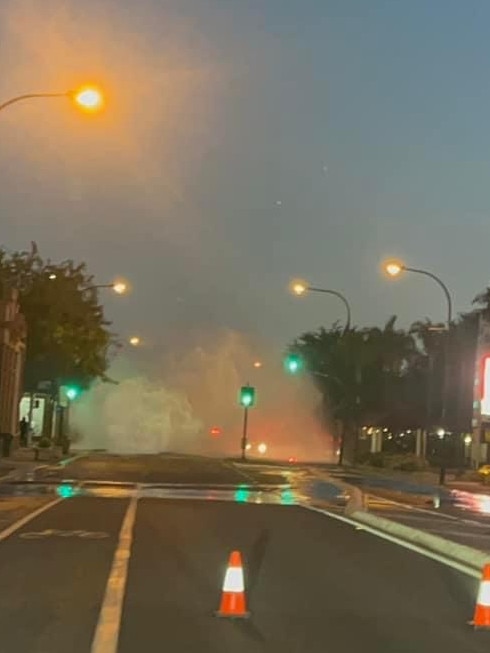 A sinkhole on Main Street in Nuriootpa. Picture Supplied