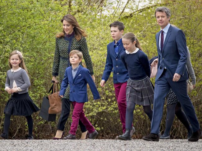 The family arrives at the palace. Picture: Patrick van Katwijk/Getty Images