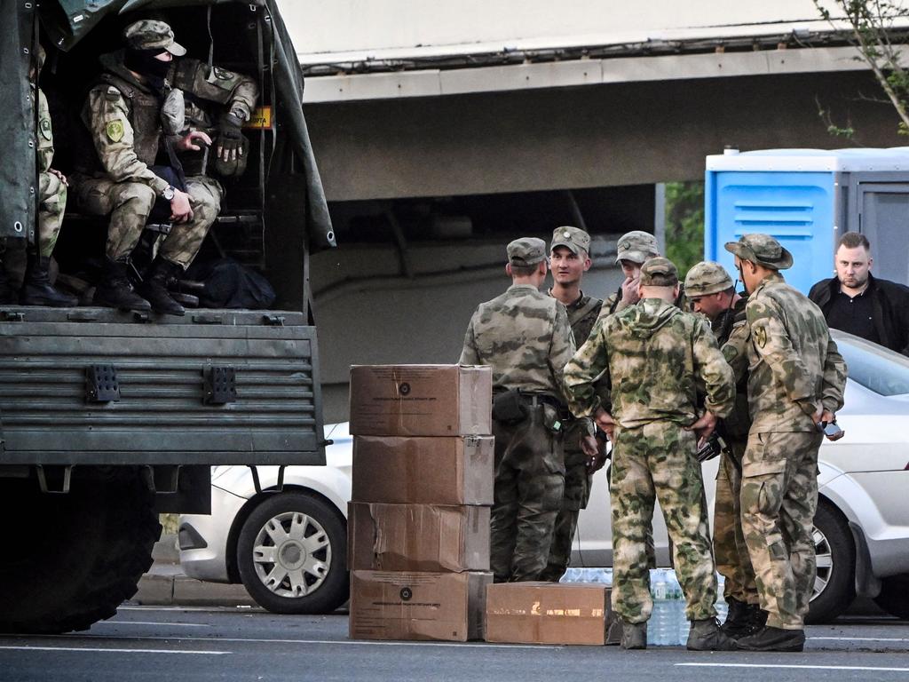 Russian troops on a road into Moscow. Picture: AFP