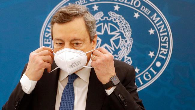 Italian Prime Minister Mario Draghi in Rome. Picture: AFP