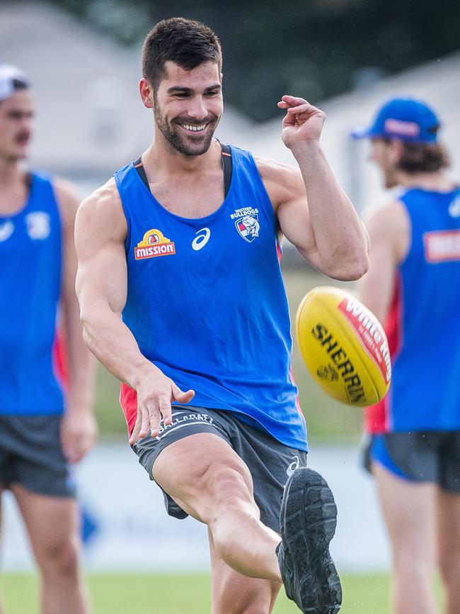 Marcus Adams is a happy Bulldog. Picture: Jake Nowakowski