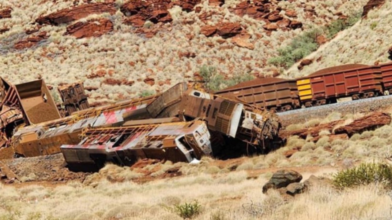 A rail smash in May put a dent in Rio Tinto’s half-year financial results. Picture: Supplied