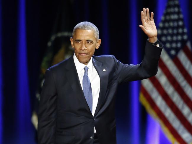 End of an era: Preside Obama thanks audience members for attending his final address. Picture: AP