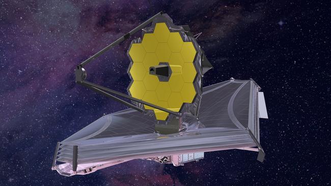 An artist’s impression of the James Webb Space Telescope in operation. Launched last year, the telescope will help reveal the secrets of the universe’s beginning. CREDIT: NASA