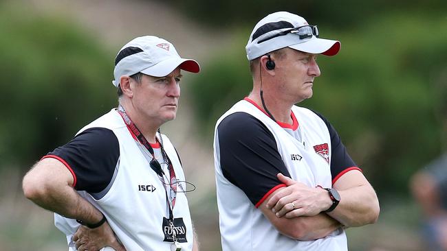 Essendon coach John Worsfold with Mark Neeld. Pic: Michael Klein