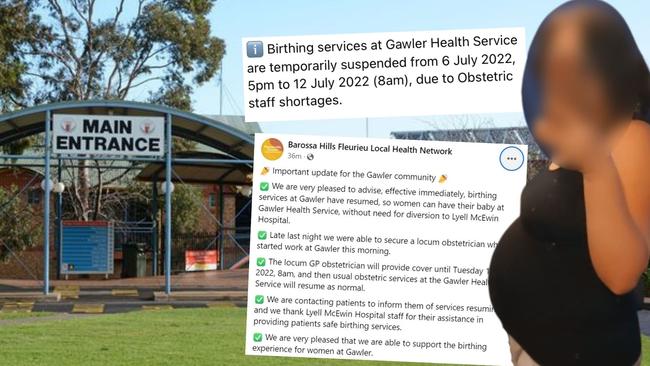 Expectant Gawler mum Samantha Ratcliff was alerted to birthing changes at Gawler Health Service by a Facebook post. Pictures: Google/Facebook/Supplied