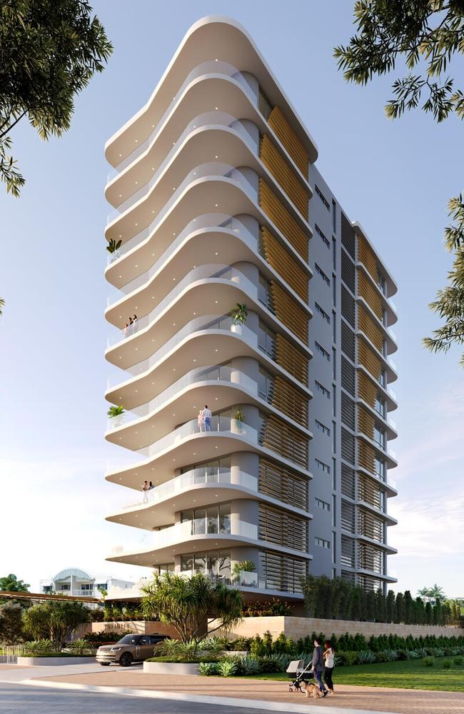 Artist impressions of the curved facade of the Infinity Townsville.