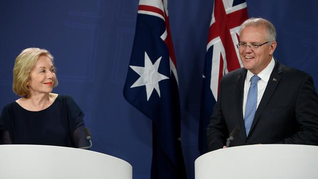 Prime Minister Scott Morrison and ABC chair Ita Buttrose. 