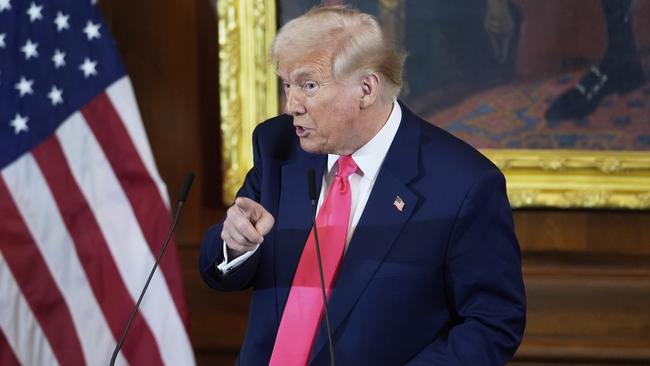 President Donald Trump speaks at the annual St. Patrick's Day luncheon in Washington on Wednesday. Picture: AP