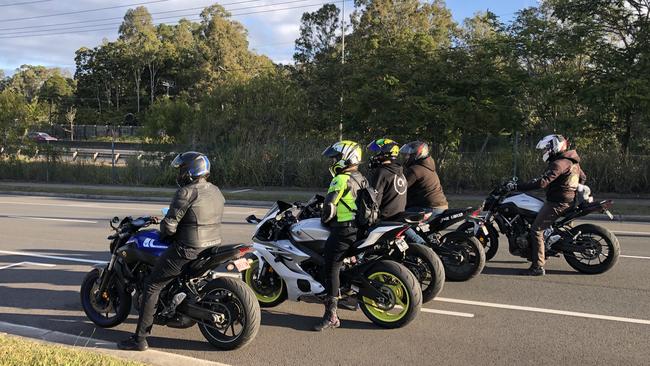 Hundreds of people joined a convoy from Logan to the Gold Coast today in memory of well-loved motorbike rider Zac Jones who died last weekend. Picture: Kara Sonter