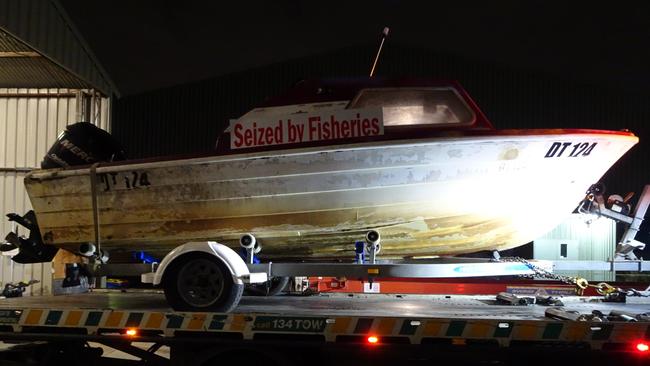 The fishing boat that was seized in Hobsons Bay on Wednesday.