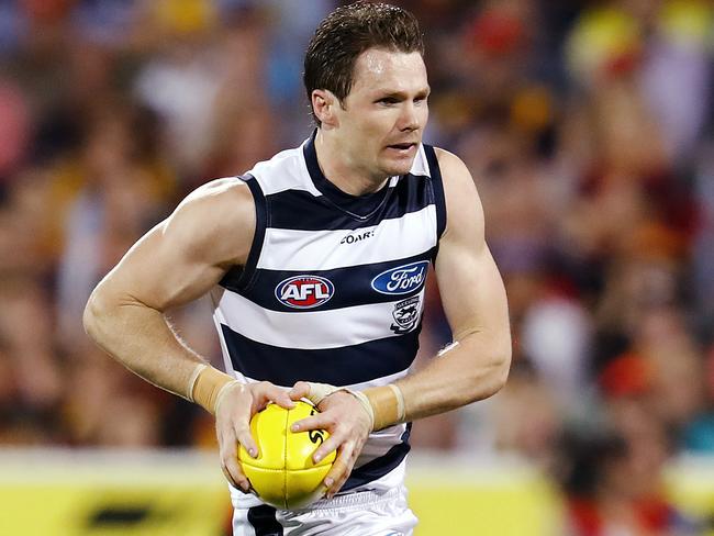 AFL First Preliminary Final. Adelaide Crows vs Geelong at Adelaide Oval.  Geelong's Patrick Dangerfield 2nd qtr  . Pic: Michael Klein