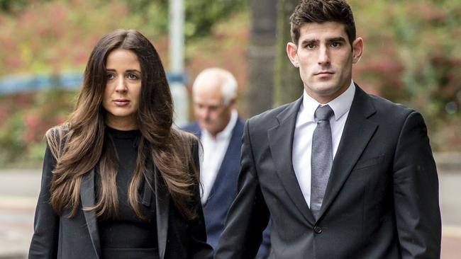 Football player Ched Evans, right, with his partner Natasha Massey has been cleared of a rape charge. Picture: Ben Birchall.