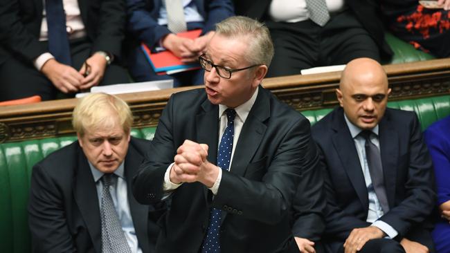 Michael Gove speaks during the Brexit debate. Picture: AP.